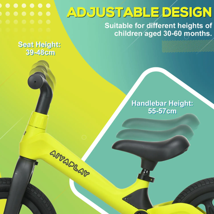 AIYAPLAY Balance Bike with Adjustable Seat and Handlebar, PU Wheels, No Pedal, for Ages 30-60 Months - Green by All Mart Bristol Ltd