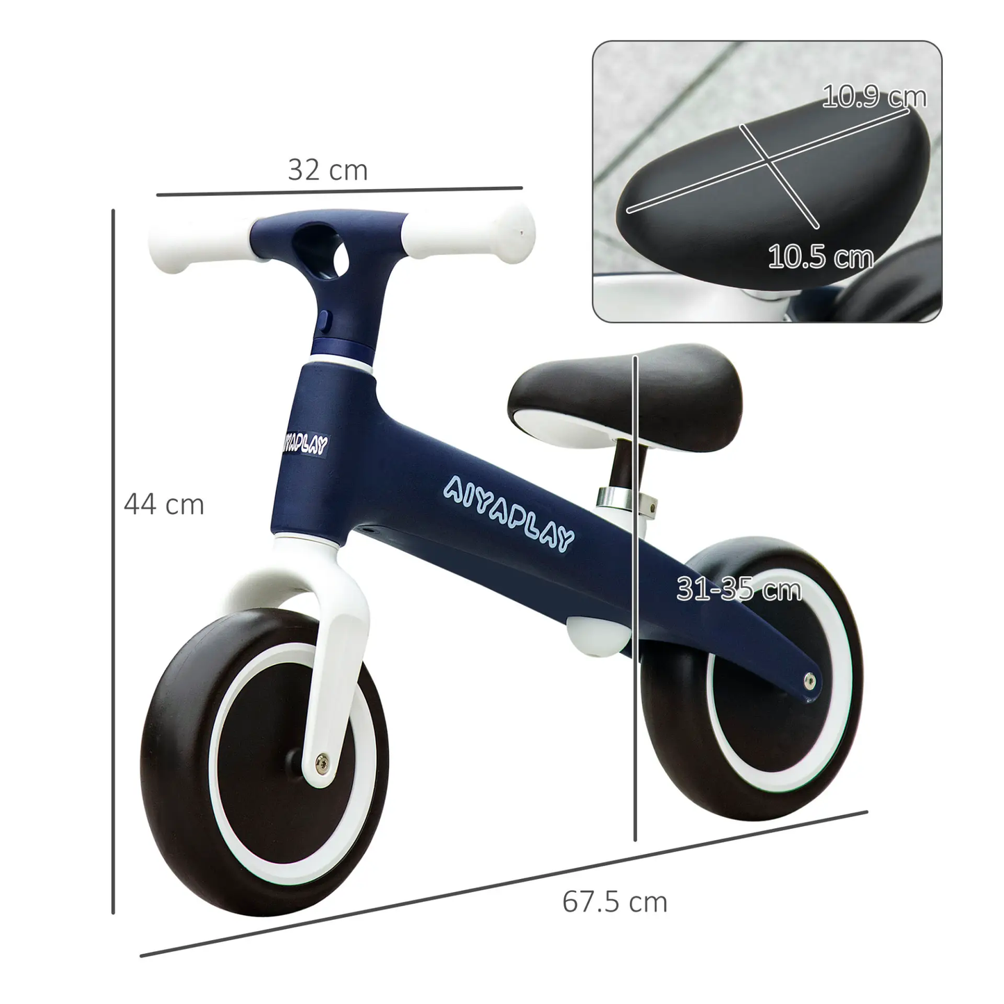 AIYAPLAY Baby Balance Bike, with Adjustable Seat, for 1.5-3 Years - Blue by All Mart Bristol Ltd