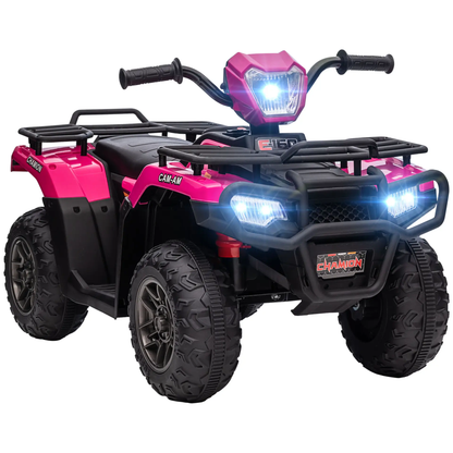 HOMCOM 12V Kids Quad Bike with Forward, Reverse Functions, Ride-On ATV w/ Music, LED, Headlights, for Ages 3-5 Years - Pink by All Mart Bristol Ltd