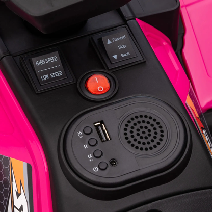 HOMCOM 12V Kids Quad Bike with Forward, Reverse Functions, Ride-On ATV w/ Music, LED, Headlights, for Ages 3-5 Years - Pink by All Mart Bristol Ltd