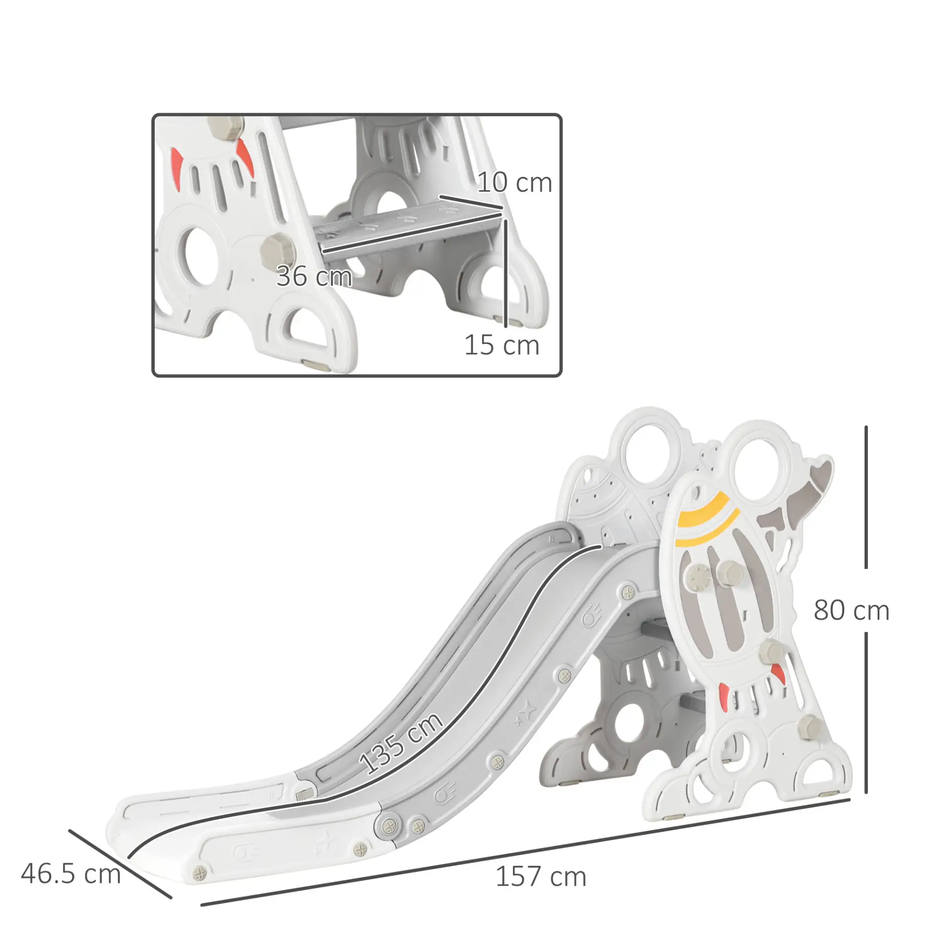 AIYAPLAY Space-Themed Baby Slide Freestanding Slide for Kids, for Ages 1.5-3 Years - Grey by All Mart Bristol Ltd