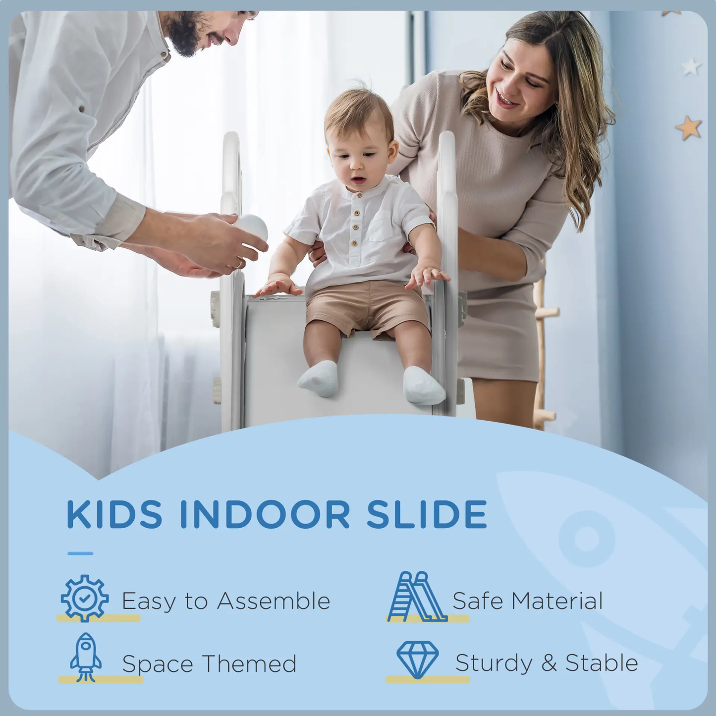 AIYAPLAY Space-Themed Baby Slide Freestanding Slide for Kids, for Ages 1.5-3 Years - Grey by All Mart Bristol Ltd
