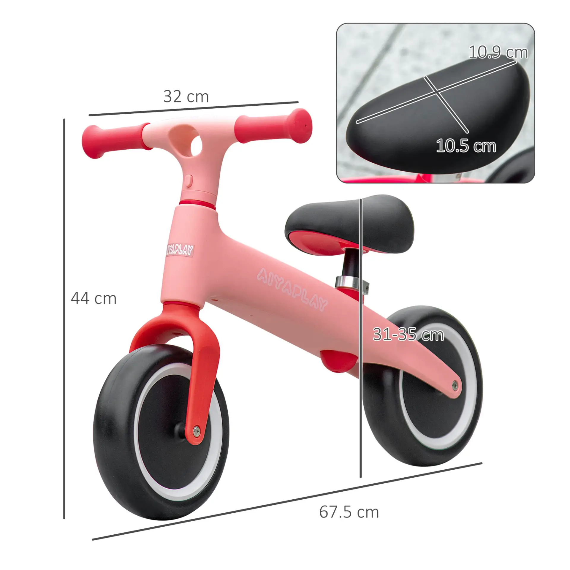 AIYAPLAY Baby Balance Bike, with Adjustable Seat, for 1.5-3 Years - Pink by All Mart Bristol Ltd