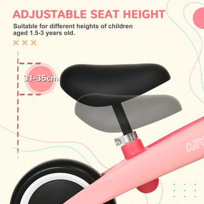 AIYAPLAY Baby Balance Bike, with Adjustable Seat, for 1.5-3 Years - Pink by All Mart Bristol Ltd