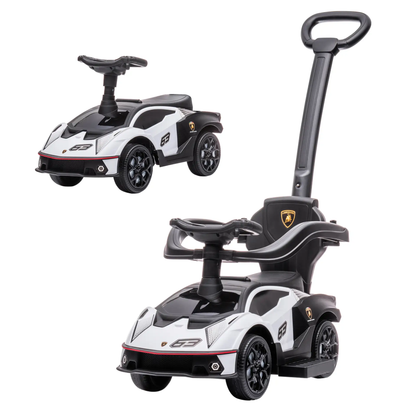 AIYAPLAY Licensed 2 in 1 Baby Ride on Push Car Toddler Push Along Car with Parent Handle Foot To Floor Slider with Horn Steering Wheel NO POWER for 1 - 3 Years, White by All Mart Bristol Ltd