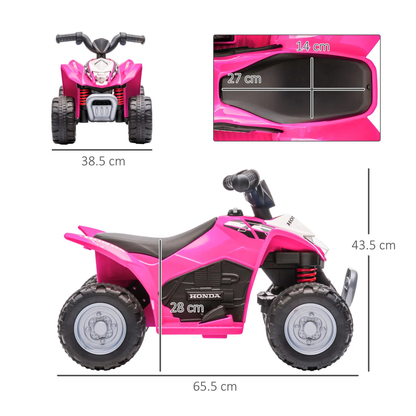 AIYAPLAY Honda Licensed Kids Electric Quad Bike, 6V ATV Ride On for Ages 1.5-3 Years, Pink by All Mart Bristol Ltd