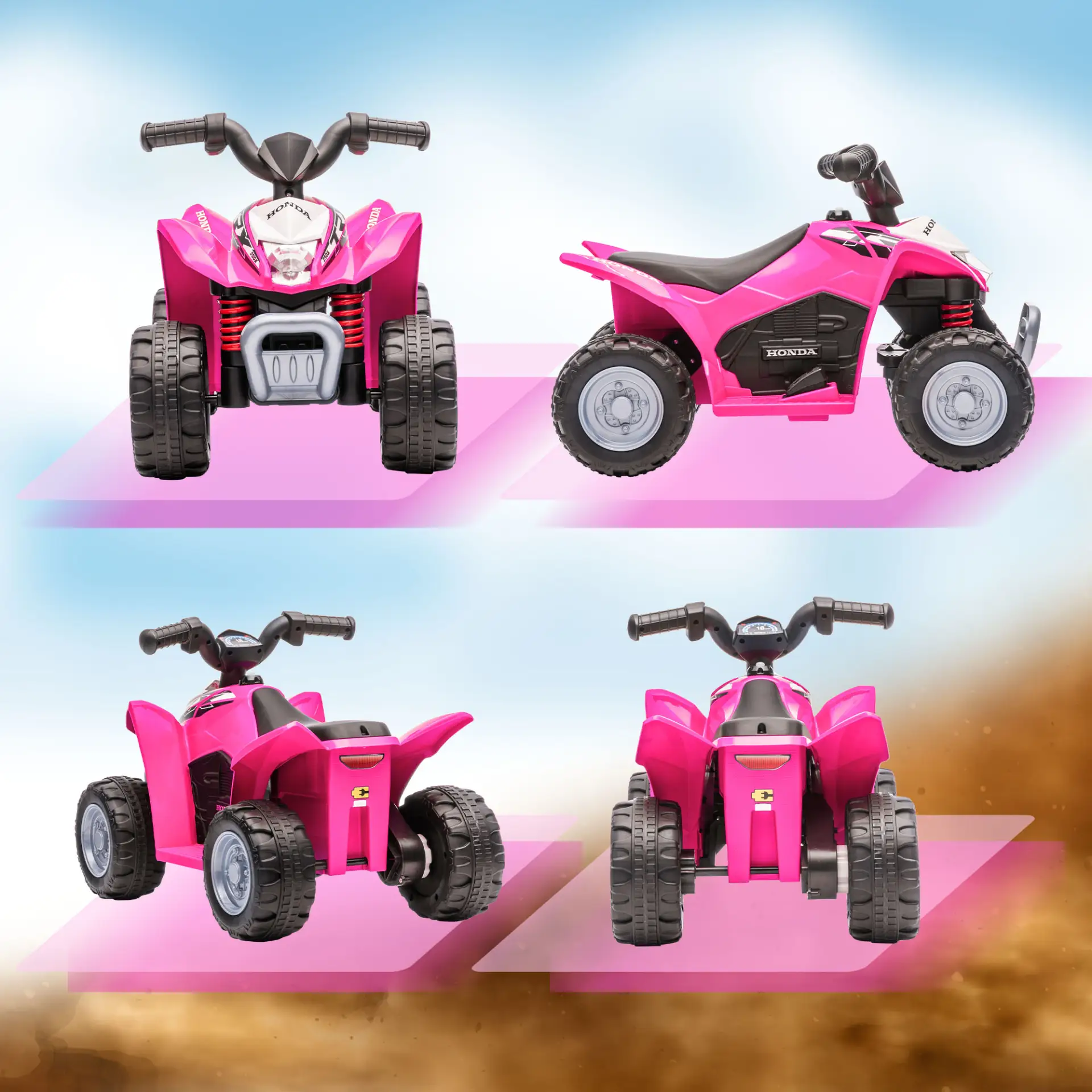 AIYAPLAY Honda Licensed Kids Electric Quad Bike, 6V ATV Ride On for Ages 1.5-3 Years, Pink by All Mart Bristol Ltd