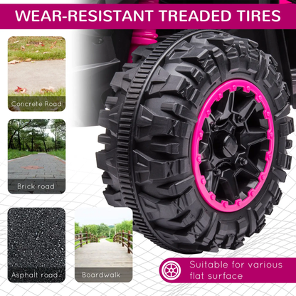 HOMCOM 12V Ride-On Quad Bike w/ Music, Horn, for Ages 3-5 Years - Pink by All Mart Bristol Ltd