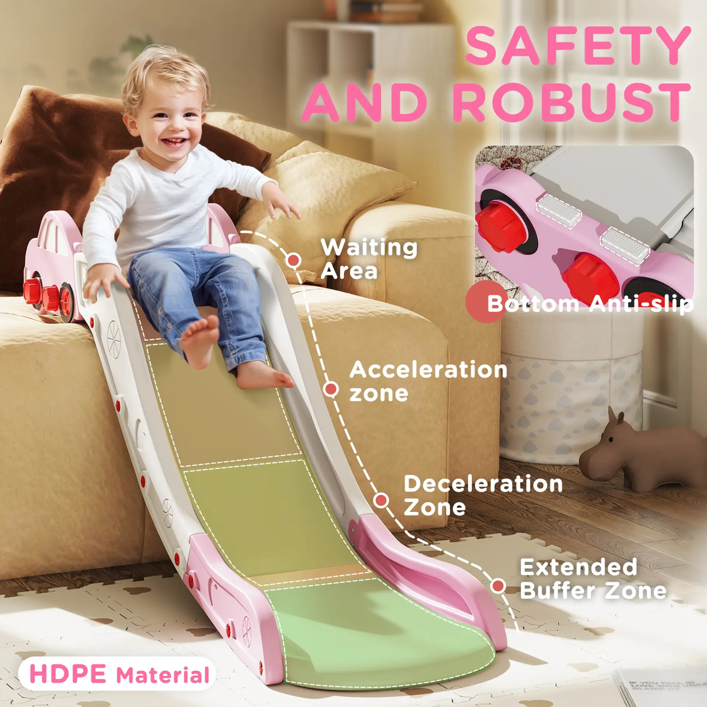 AIYAPLAY Kids Slide for Bed, Sofa, with Extended Length, Easy to assemble and Store, Pink by All Mart Bristol Ltd