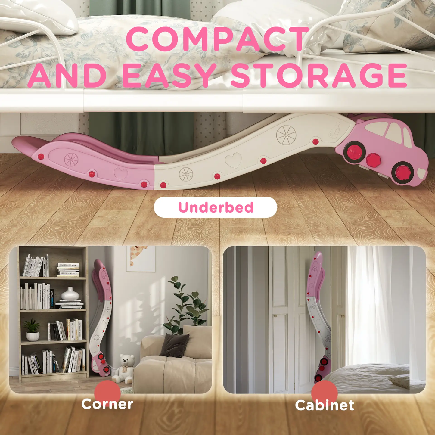 AIYAPLAY Kids Slide for Bed, Sofa, with Extended Length, Easy to assemble and Store, Pink by All Mart Bristol Ltd