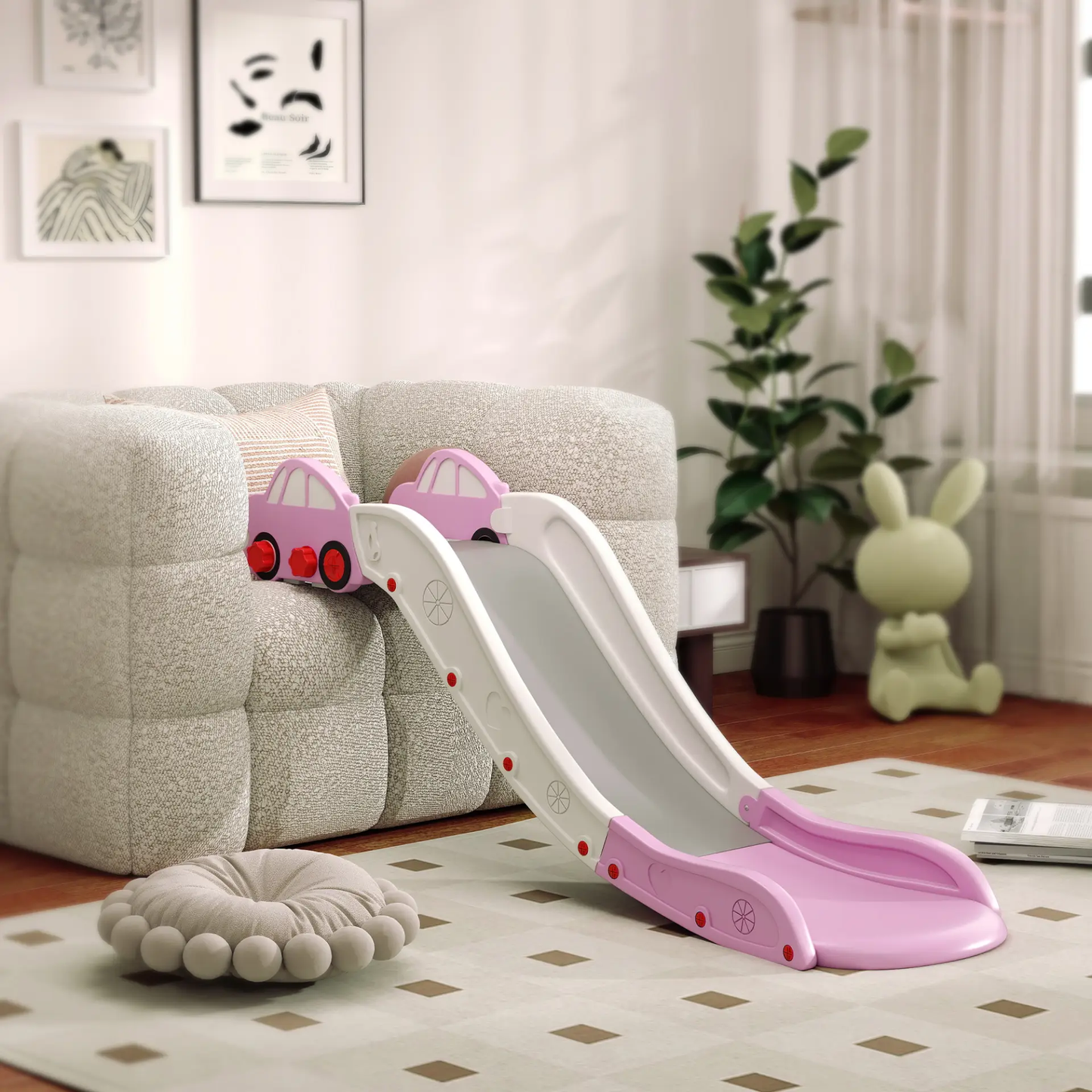 AIYAPLAY Kids Slide for Bed, Sofa, with Extended Length, Easy to assemble and Store, Pink by All Mart Bristol Ltd