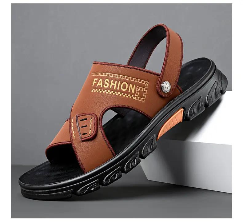Men's Summer Soft Bottom Beach Cowhide Sandals by Dropshipman