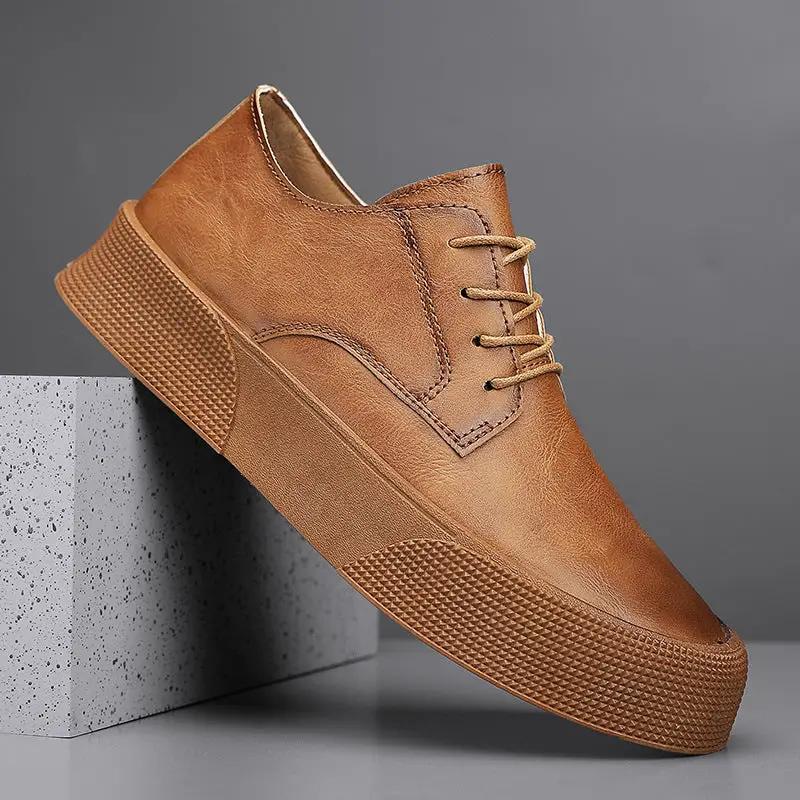 Lace-up Platform Korean Casual Shoes Retro Men's Shoes Board Shoes by Dropshipman