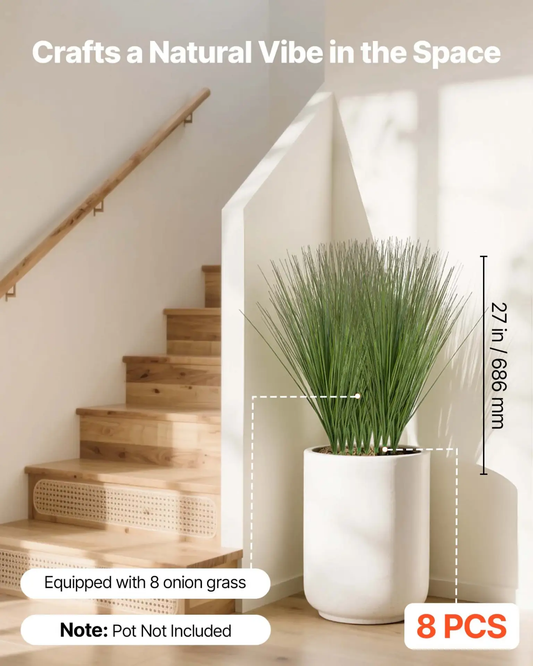 VEVOR Artificial Grass Plant, 686mm Faux Onion Grass Fake Greenery Shrubs Plant, Premium PVC for Indoor Outdoor House Home Garden Office Room Décor, Housewarming, 8 Pack Green by All Mart Bristol Ltd