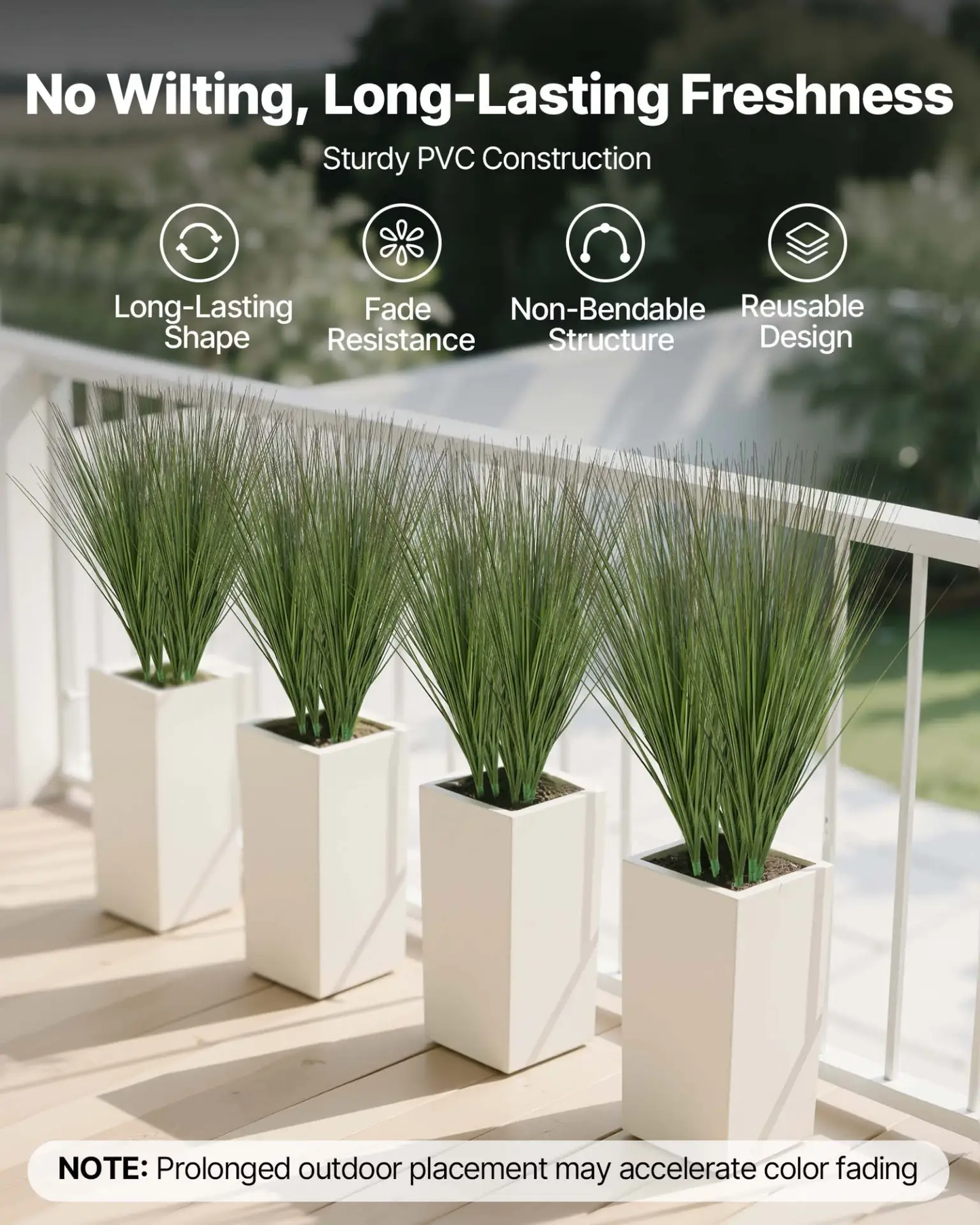 VEVOR Artificial Grass Plant, 686mm Faux Onion Grass Fake Greenery Shrubs Plant, Premium PVC for Indoor Outdoor House Home Garden Office Room Décor, Housewarming, 8 Pack Green by All Mart Bristol Ltd