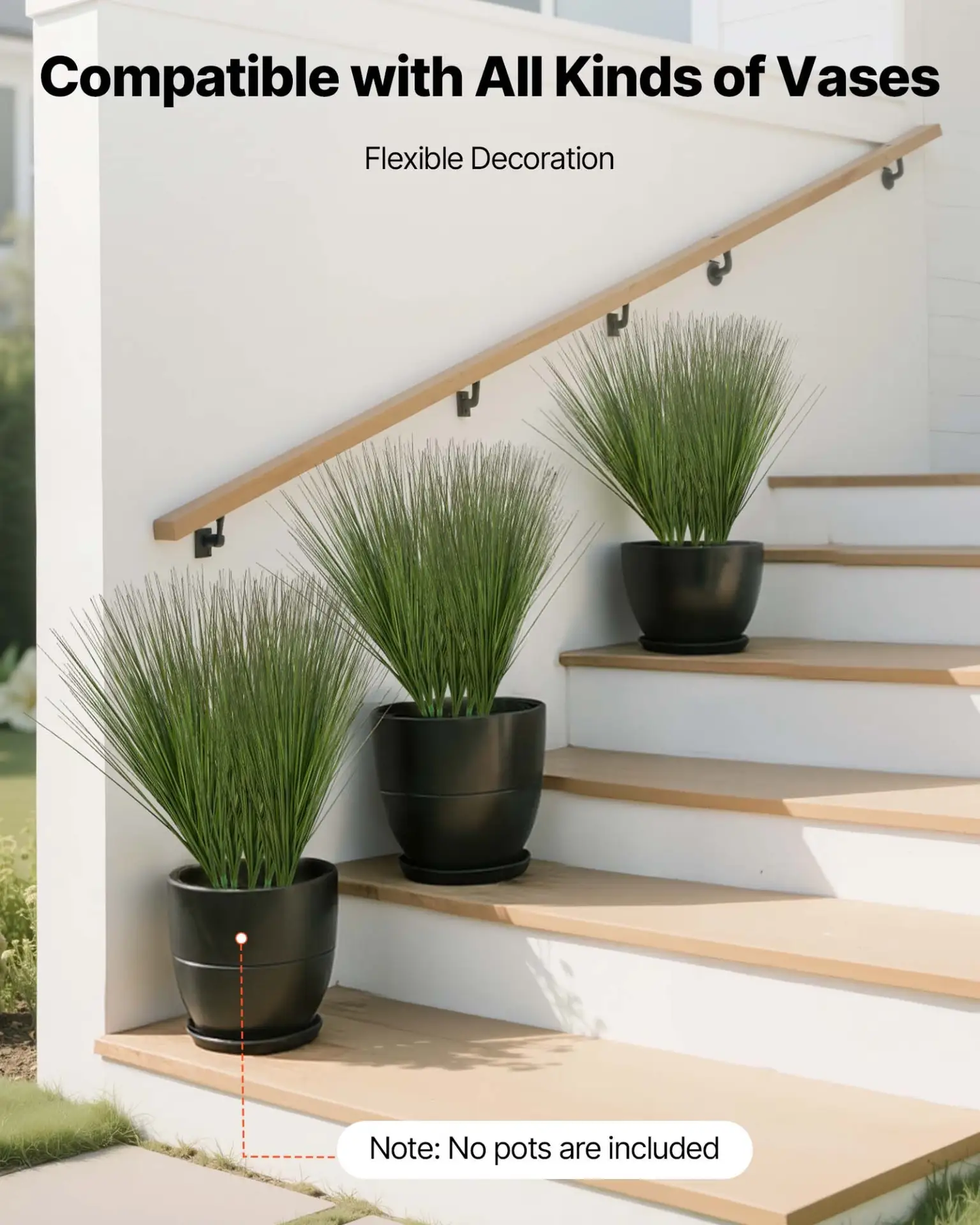 VEVOR Artificial Grass Plant, 686mm Faux Onion Grass Fake Greenery Shrubs Plant, Premium PVC for Indoor Outdoor House Home Garden Office Room Décor, Housewarming, 8 Pack Green by All Mart Bristol Ltd