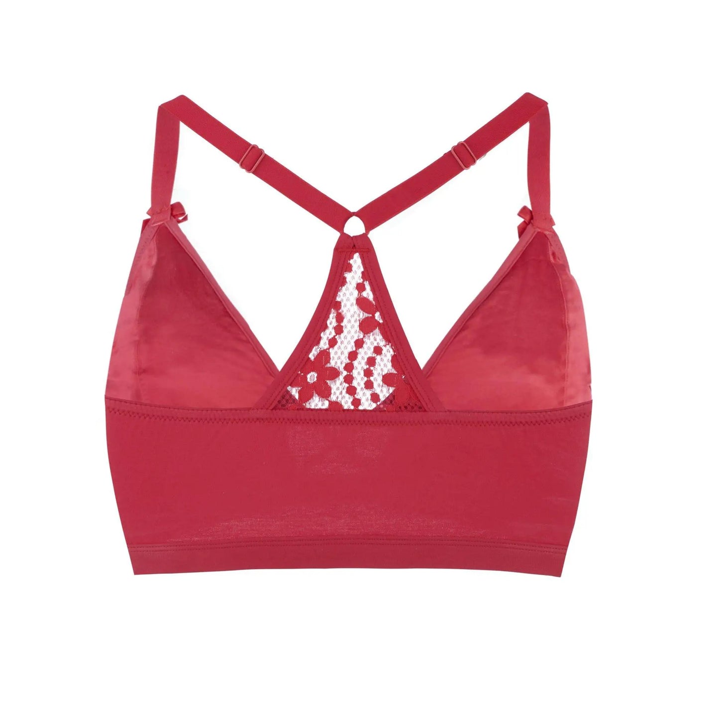 Passion Red - Lace Organic Cotton & Silk Bralette by Juliemay Lingerie