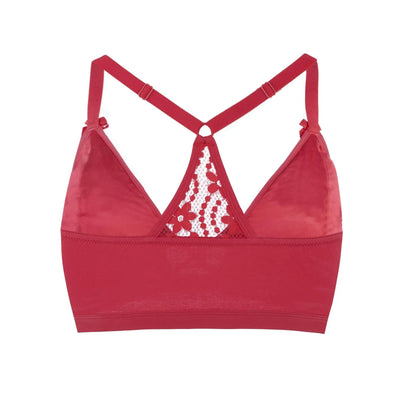 Passion Red - Lace Organic Cotton & Silk Bralette by Juliemay Lingerie