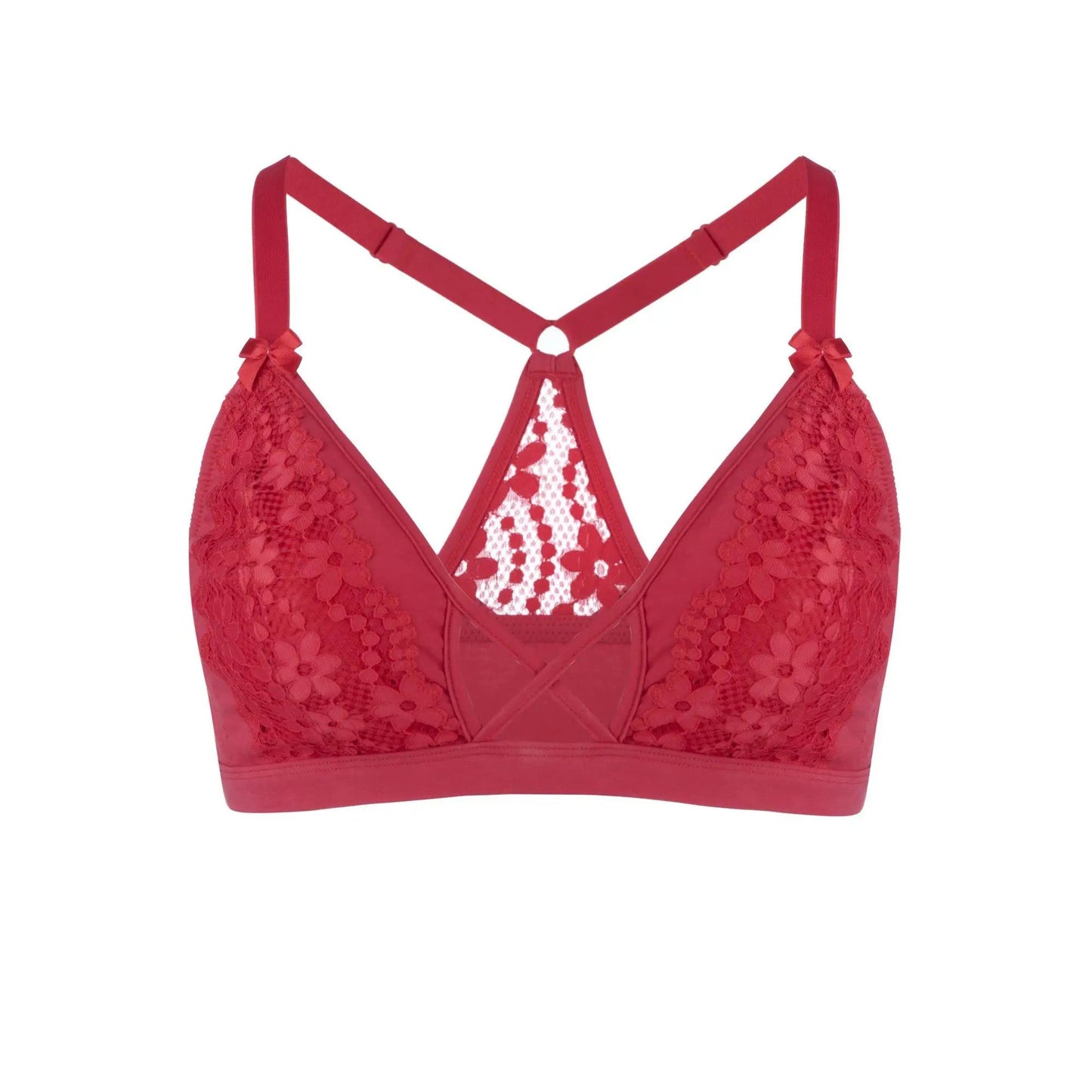 Passion Red - Lace Organic Cotton & Silk Bralette by Juliemay Lingerie