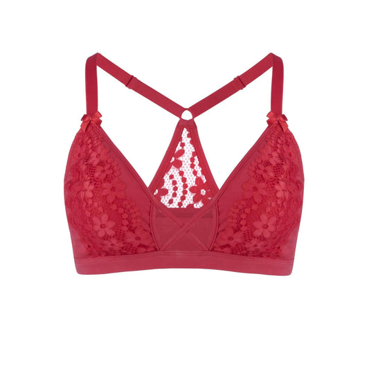 Passion Red - Lace Organic Cotton & Silk Bralette by Juliemay Lingerie