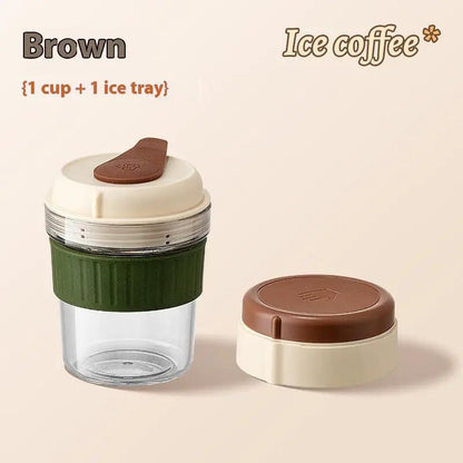 500ML Iced Brew Coffee Cup With Ice Cube Tray Leak Proof Versatile Iced Coffee Bottle For Home Office Travel Camping Tools by Dropshipman
