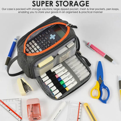 Large Capacity Pencil Case 3 Compartment Stationery Pouches Makeup Bag Storage by All Mart Bristol Ltd