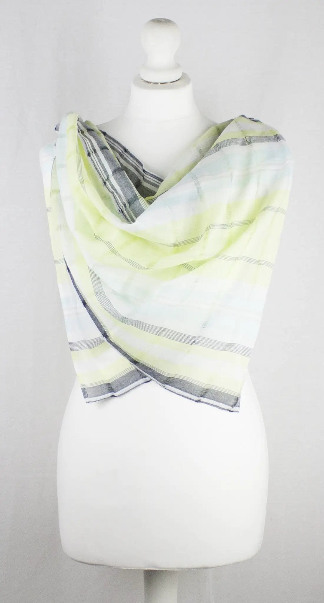 Leno Weave Stripes Cotton Scarf - Aqua Lime by SVEZElife