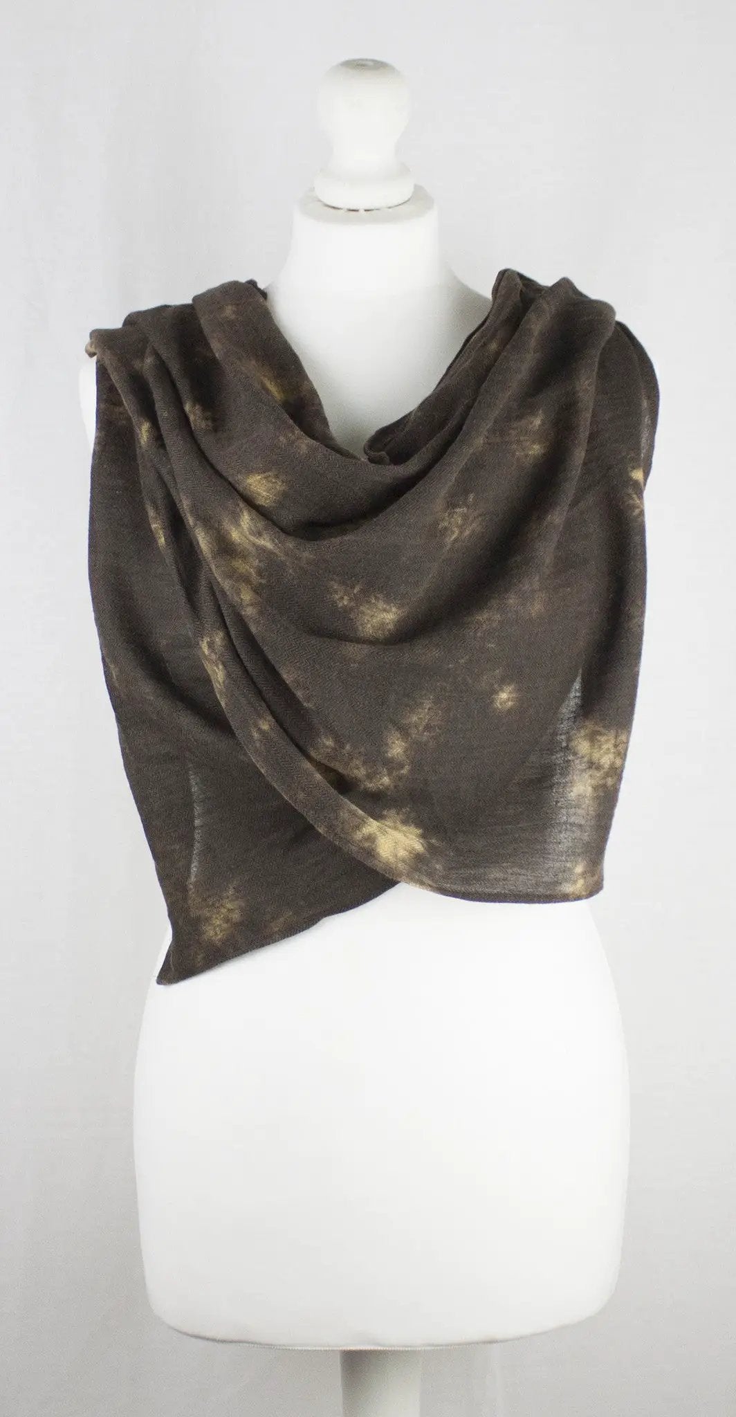 Tie-Dye Print Herringbone Weave Cotton Scarf - Brown Yellow by SVEZElife