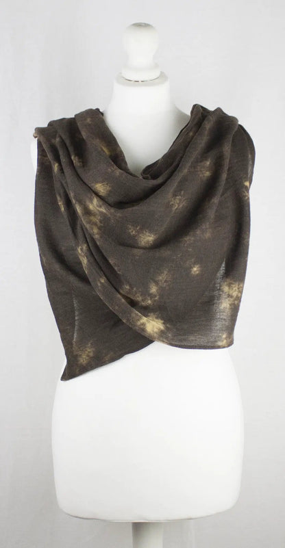Tie-Dye Print Herringbone Weave Cotton Scarf - Brown Yellow by SVEZElife