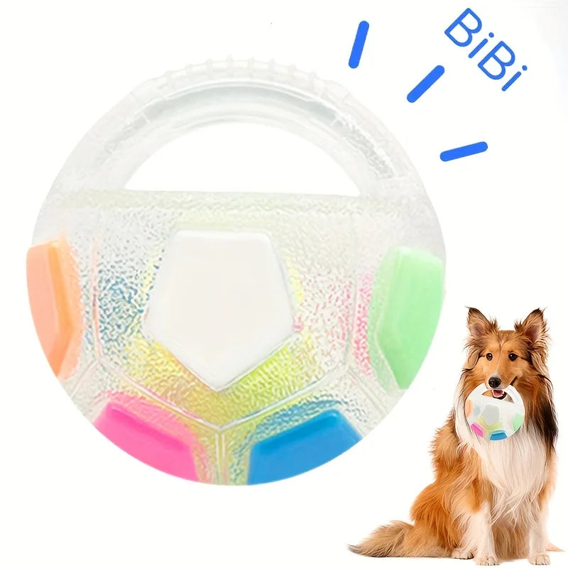 Soccer Ball Pet Vocal Toy, Durable TPR Material, Dog Toy with Carrying Handle, Suitable for Throwing , Interactive Pet Toy