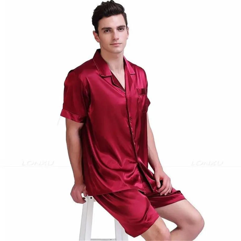 Pajamas Set Pyjamas Nightwear Men Silk Plus Size Satin by Dropshipman