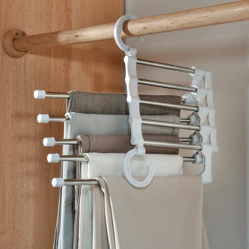 Telescopic Folding Multifunctional Pants Rack Pants Hanger Household by Dropshipman