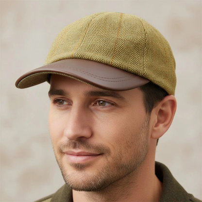 Tweed Leather Skip Hat by All Mart Bristol Ltd
