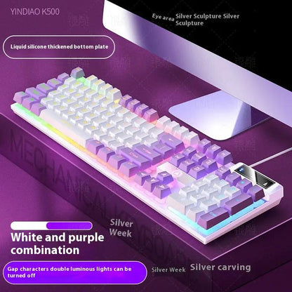 K500 Game Wired Color Matching Luminous Machinery Touch Desktop Computer Keyboard by Dropshipman