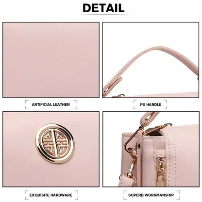 E1851 - Miss Lulu Leather Look Dual Zipped Handbag - Pink by All Mart Bristol Ltd