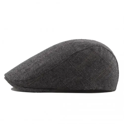 CAP-1 - Men's Newsboy Baker Boy Herringbone Flat Cap Hat - Grey by All Mart Bristol Ltd