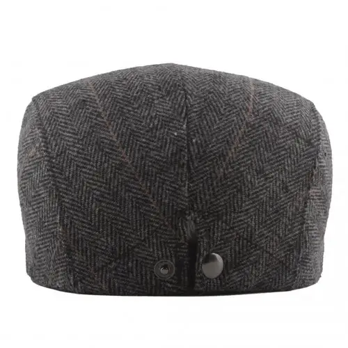 CAP-1 - Men's Newsboy Baker Boy Herringbone Flat Cap Hat - Grey by All Mart Bristol Ltd