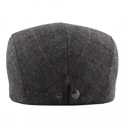 CAP-1 - Men's Newsboy Baker Boy Herringbone Flat Cap Hat - Grey by All Mart Bristol Ltd