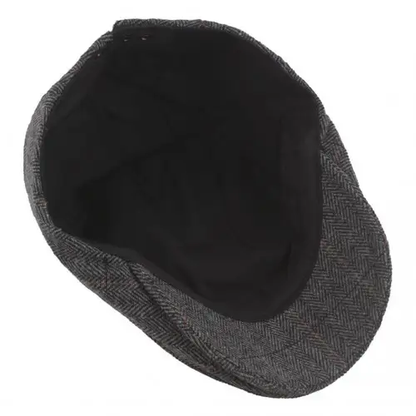 CAP-1 - Men's Newsboy Baker Boy Herringbone Flat Cap Hat - Grey by All Mart Bristol Ltd