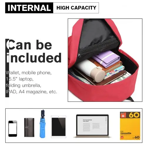 E1930 - Kono Durable Polyester Everyday Backpack With Sleek Design - Red by All Mart Bristol Ltd