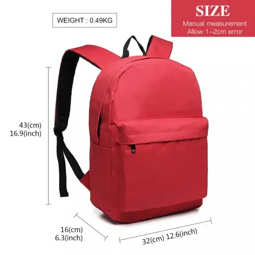 E1930 - Kono Durable Polyester Everyday Backpack With Sleek Design - Red by All Mart Bristol Ltd