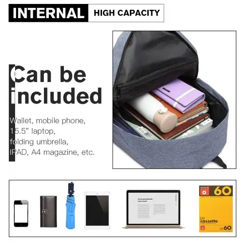 E1930 - Kono Durable Polyester Everyday Backpack With Sleek Design - Blue by All Mart Bristol Ltd