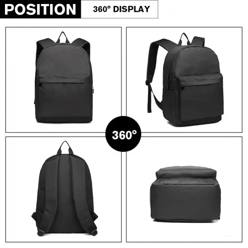 E1930 - Kono Durable Polyester Everyday Backpack With Sleek Design - Black by All Mart Bristol Ltd