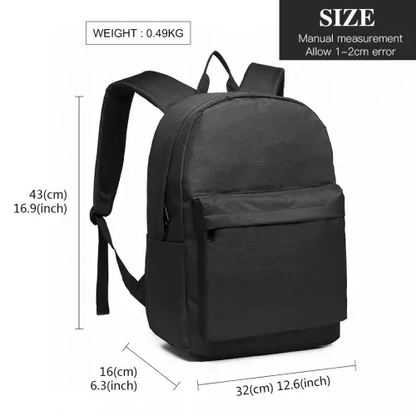 E1930 - Kono Durable Polyester Everyday Backpack With Sleek Design - Black by All Mart Bristol Ltd
