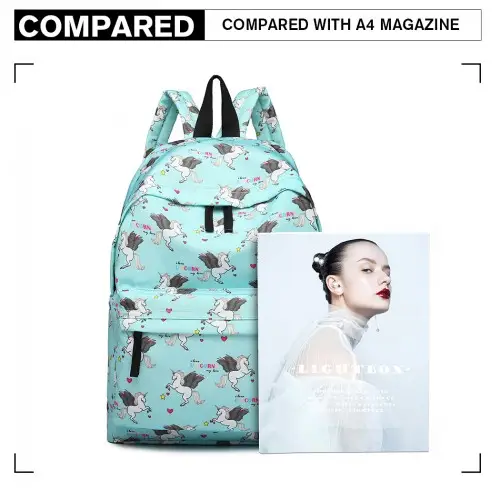 E1401 UN - Miss Lulu Large Backpack Unicorn Print - Blue by All Mart Bristol Ltd
