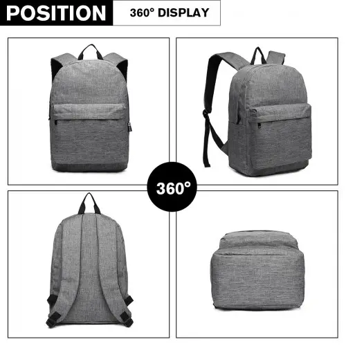 E1930 - Kono Durable Polyester Everyday Backpack With Sleek Design - Grey by All Mart Bristol Ltd