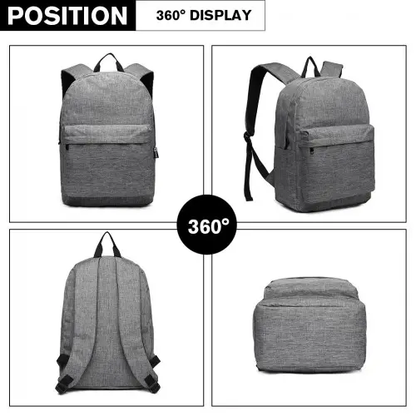 E1930 - Kono Durable Polyester Everyday Backpack With Sleek Design - Grey by All Mart Bristol Ltd