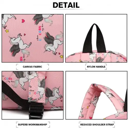 E1401 UN - Miss Lulu Large Backpack Unicorn Print - Pink by All Mart Bristol Ltd