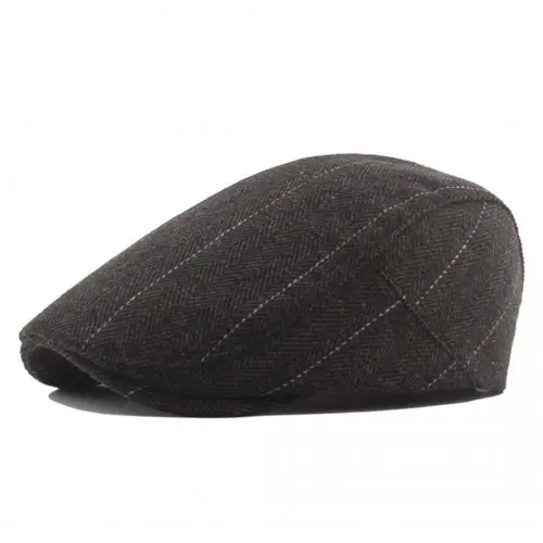 CAP-1 - Men's Newsboy Baker Boy Herringbone Flat Cap Hat - Brown by All Mart Bristol Ltd