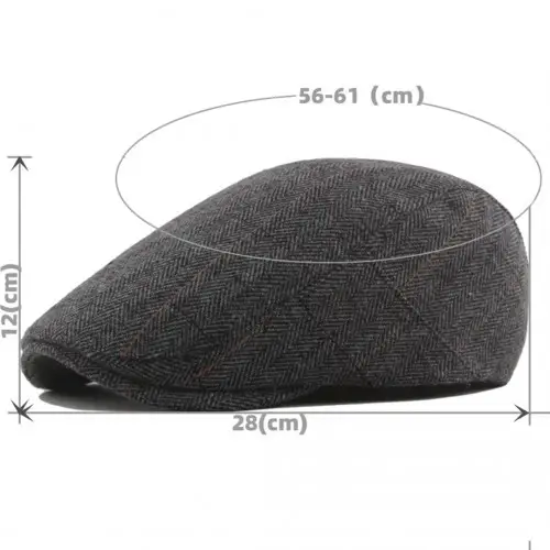 CAP-1 - Men's Newsboy Baker Boy Herringbone Flat Cap Hat - Brown by All Mart Bristol Ltd